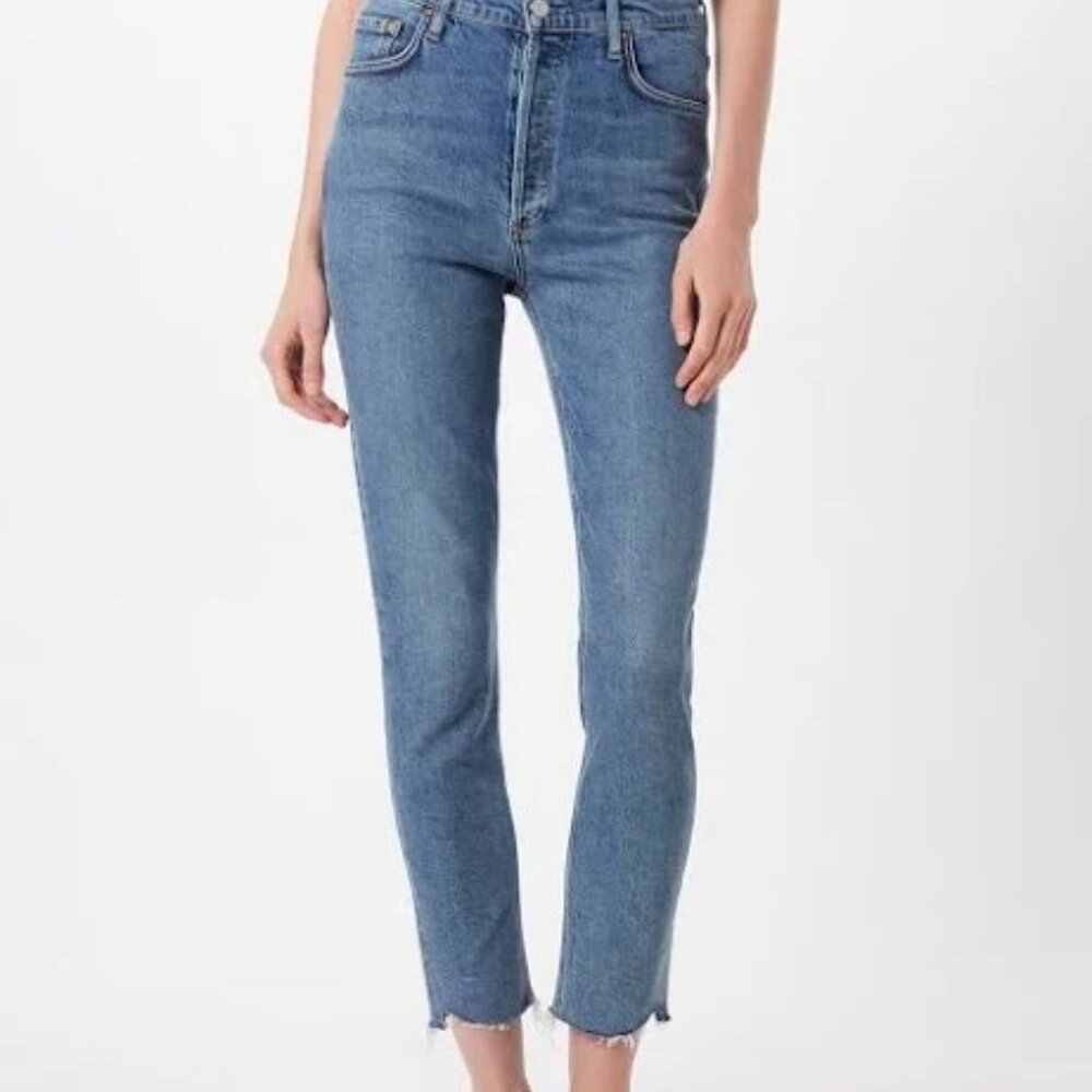 Agolde Womens Nico High Rise Raw Edge Slim Button Fly Jeans Size 26